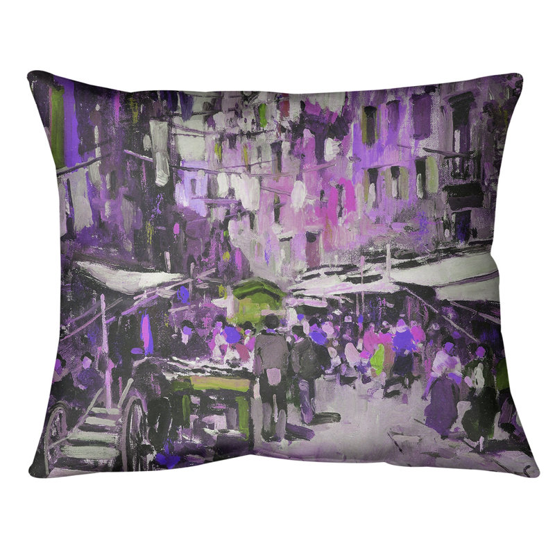 Coussin Market in Naples, Duvet synthétique, 10 po x 14 po, Mauve