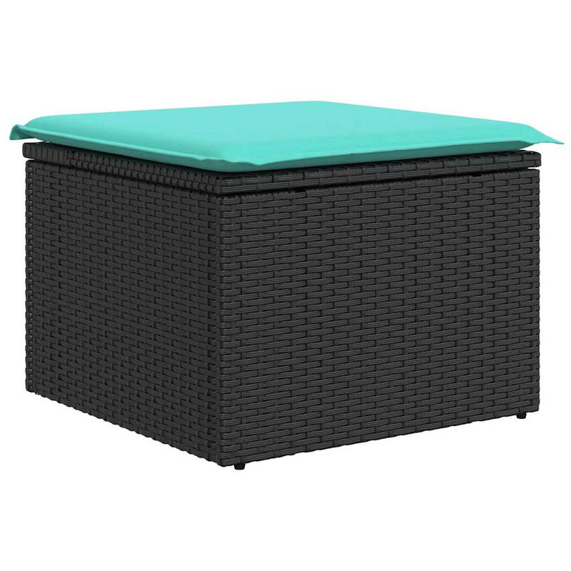  Ensemble de canapé de patio 6 pièces avec coussins en rotin polyacacia, Noir, Vert