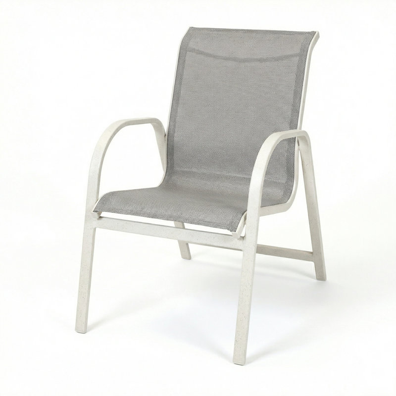 Chaise avec accoudoirs, Harnais gris tourterelle / blanc rivière