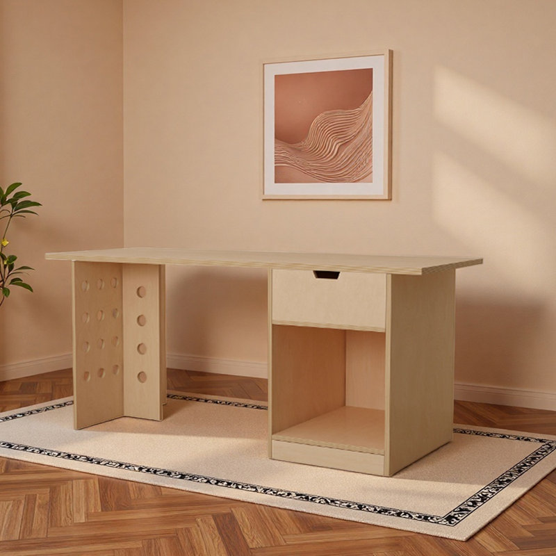 Bureau d'ordinateur brun clair, H 29,52 po x l 78,74 po x P 25,59 po