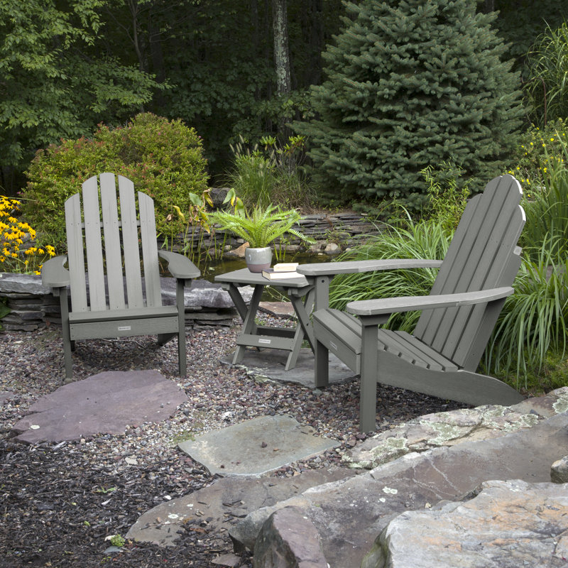 Anette Outdoor Adirondack Chair With Table, Coastal Teak