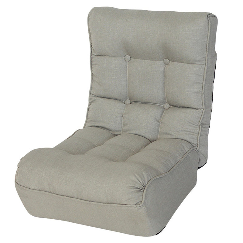 Reclining Chair With Spring Support, For Relaxation - Space Saving Design Comfortable Fits Area Gray Metal & Linen