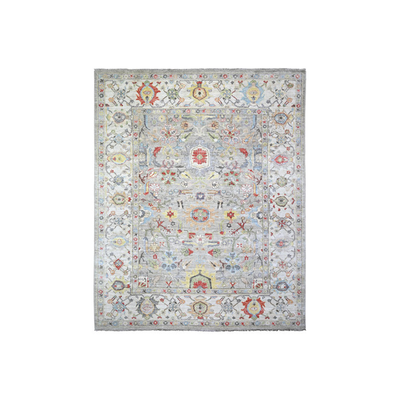 Tapis gris clair en laine noué à la main 8 pi x 9 pi 9 po Peshawar 4827F8738BAB479FBC1D7E1AAB414C40