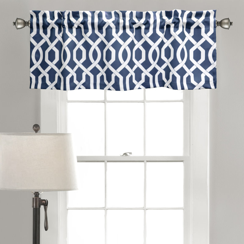 Geometric Tailored Window Pelmet, Navy