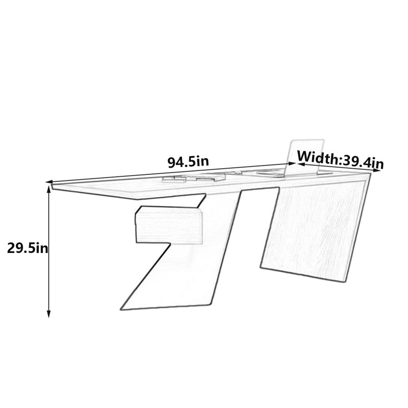 Bureau double caisson Modern, H 29,5 po x l 94,5 po x P 39,4 po
