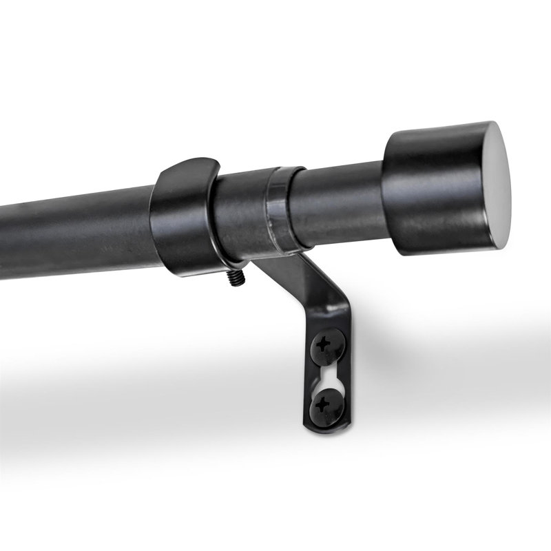 Harbour Housewares Extendable Metal Curtain Pole Kit, Matte Black, 2cm H x 120cm L x 2cm W
