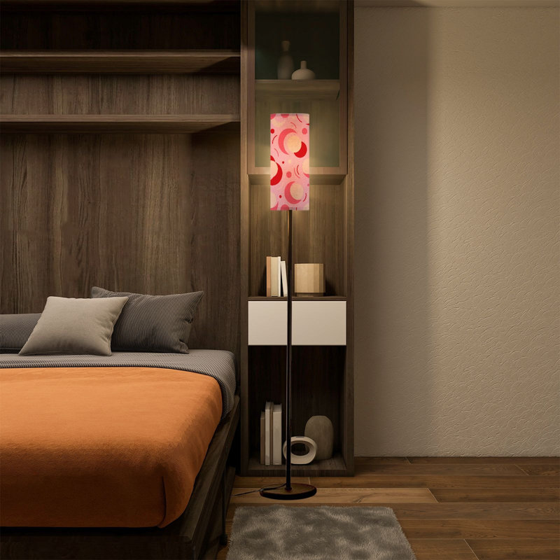  Lampe sur pied de 68,5 po sur pied en forme de croissant de lune rose avec ampoule à DEL à intensité variable
