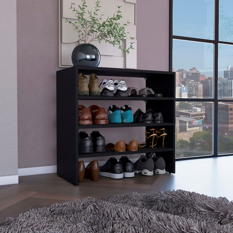 23" Wide 2-Tier Shelf Stackable Shoe Rack, Black