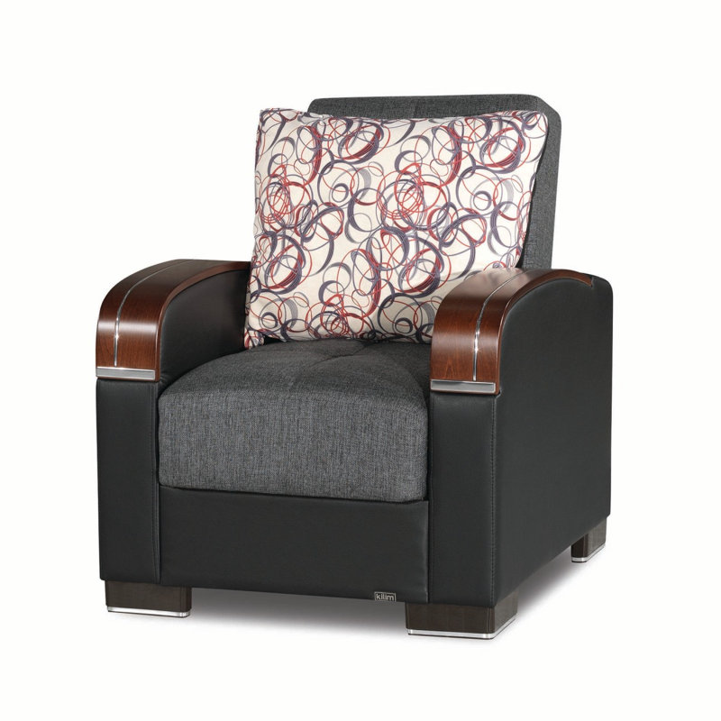 Fauteuil convertible avec rangement Primenest, Polyester noir / gris