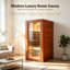 Sauna infrarouge lointain 1 personne en bois d'okoumé africain – Sauna sec intérieur 1020 W 110 V avec panneaux en graphène, chauffe-pieds, chromothérapie et haut-parleurs Bluetooth