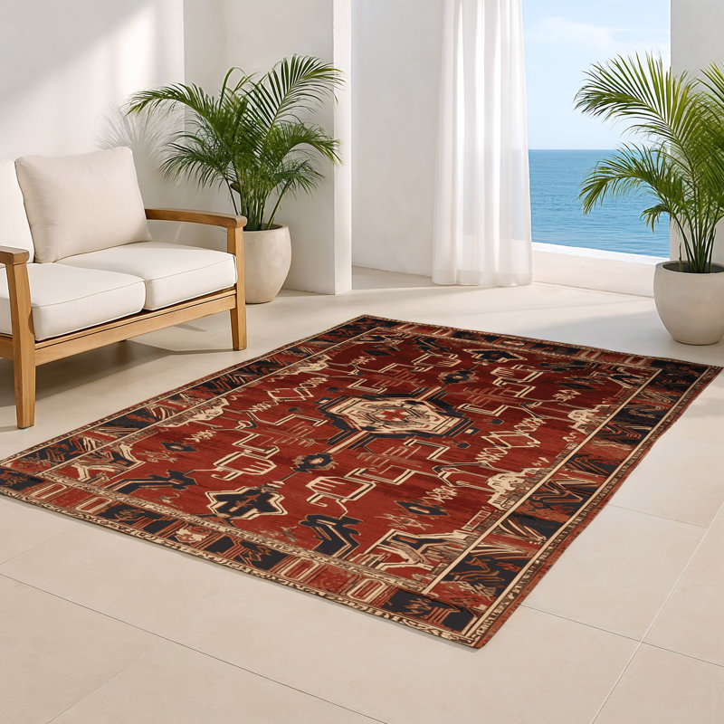 ArtDeco Brown Indoor and Outdoor Area Rug, Rectangle 8' x 10'