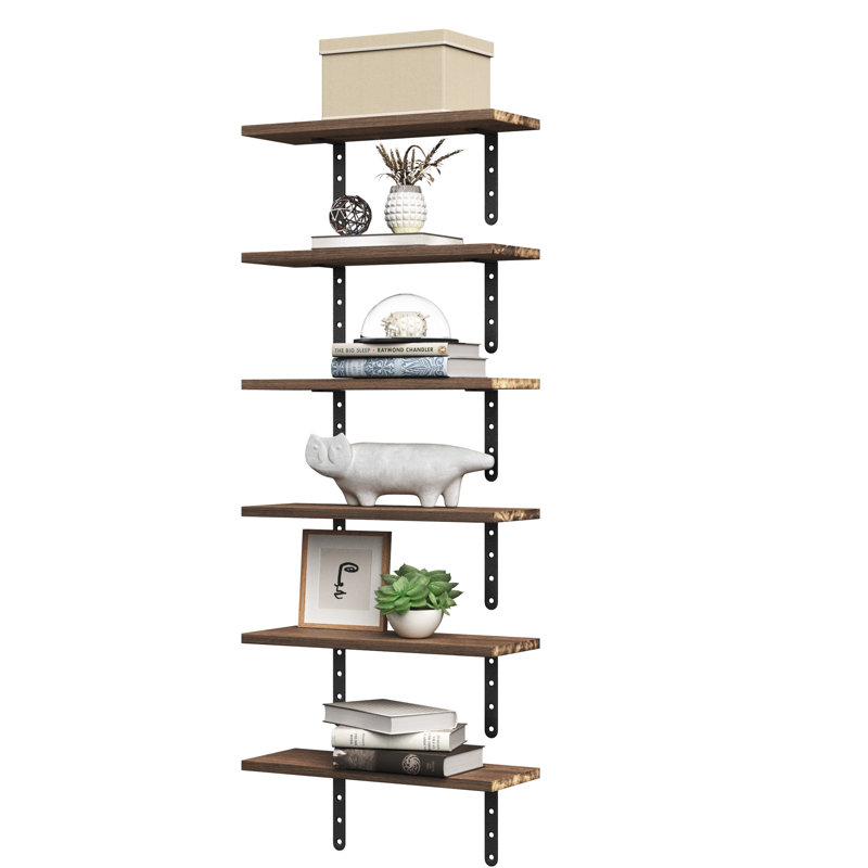 Étagères flottantes Lavish Home - Ensemble de 6 tablettes pour le salon, la cuisine, la chambre à coucher ou la salle de bain - Étagères flottantes en bois pour le mur - Décoration murale maison de campagne