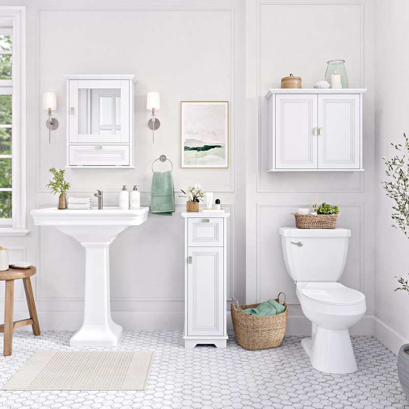 Armoire de rangement pour salle de bain et buanderie avec tiroir et tablette réglable RiverRidge Geneva