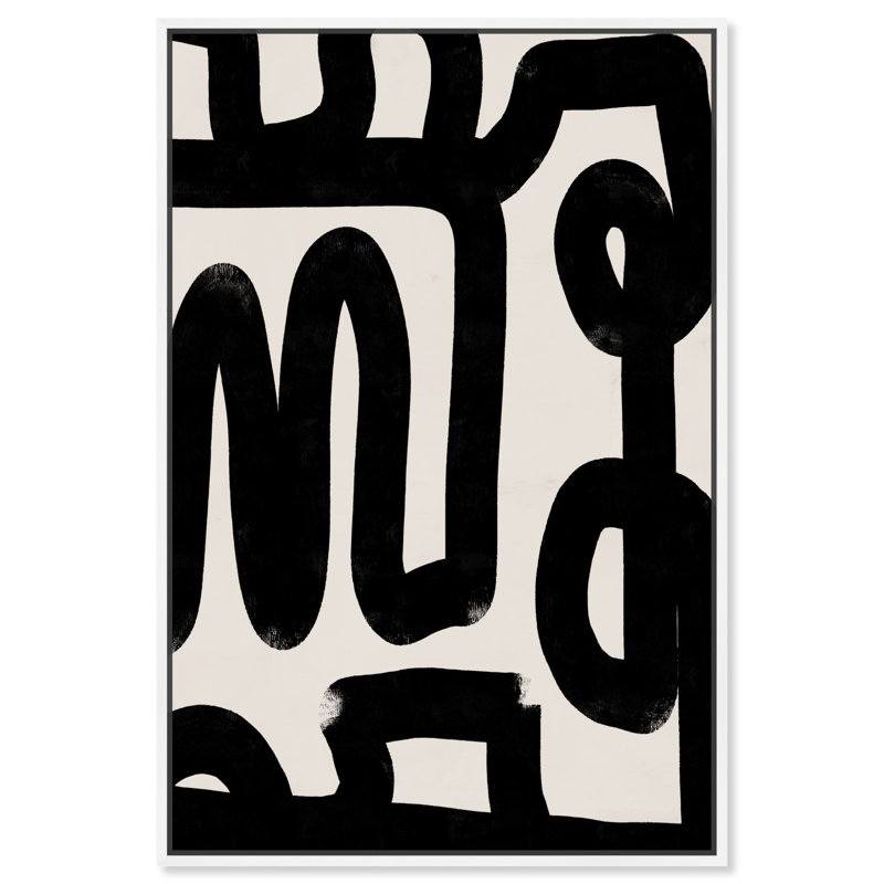 Bold Brush Stroke Lines And Swirls Print by Oliver Gal, 31" H x 21" W, White Floater Framed