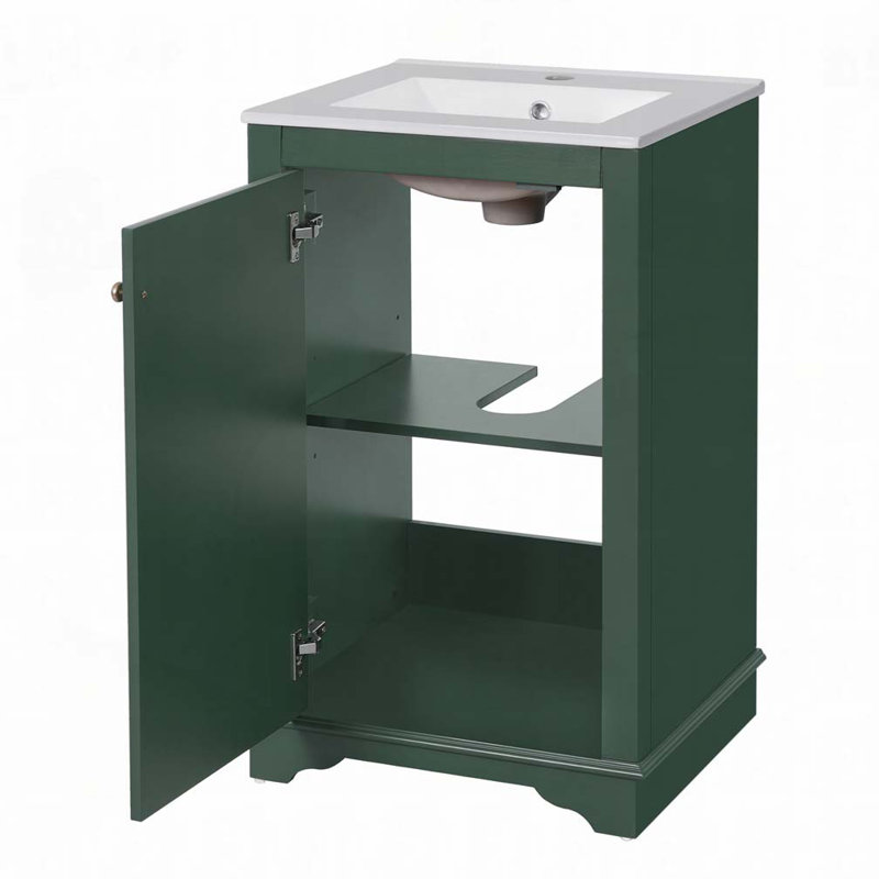 Bathroom Vanity with Ceramic Sink, Green