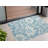 3' X 5' Denim and Ivory Floral Washable Non Skid Indoor Outdoor Area Rug