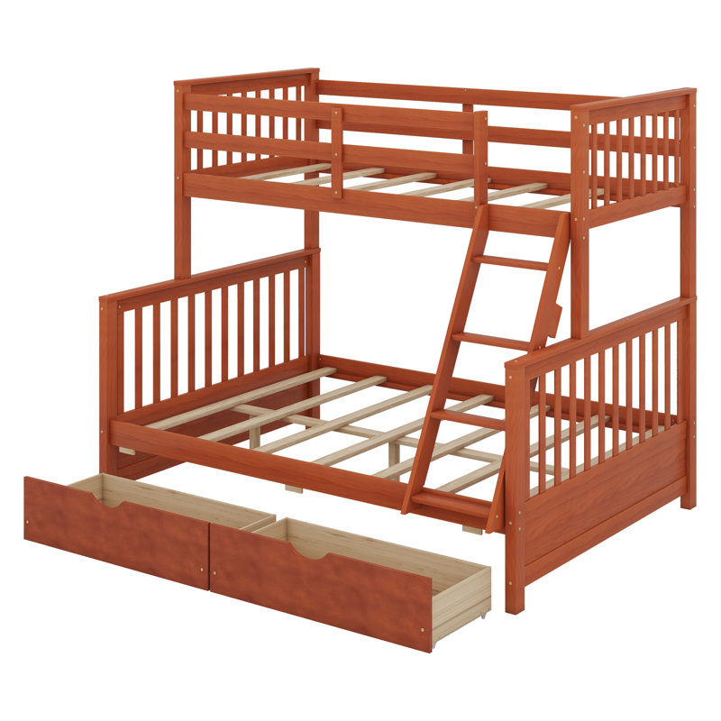 Fortunate Kids Twin Over Full Bunk Bed, Walnut
