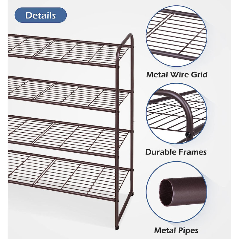 24 Pair Stackable Shoe Rack, Bronze