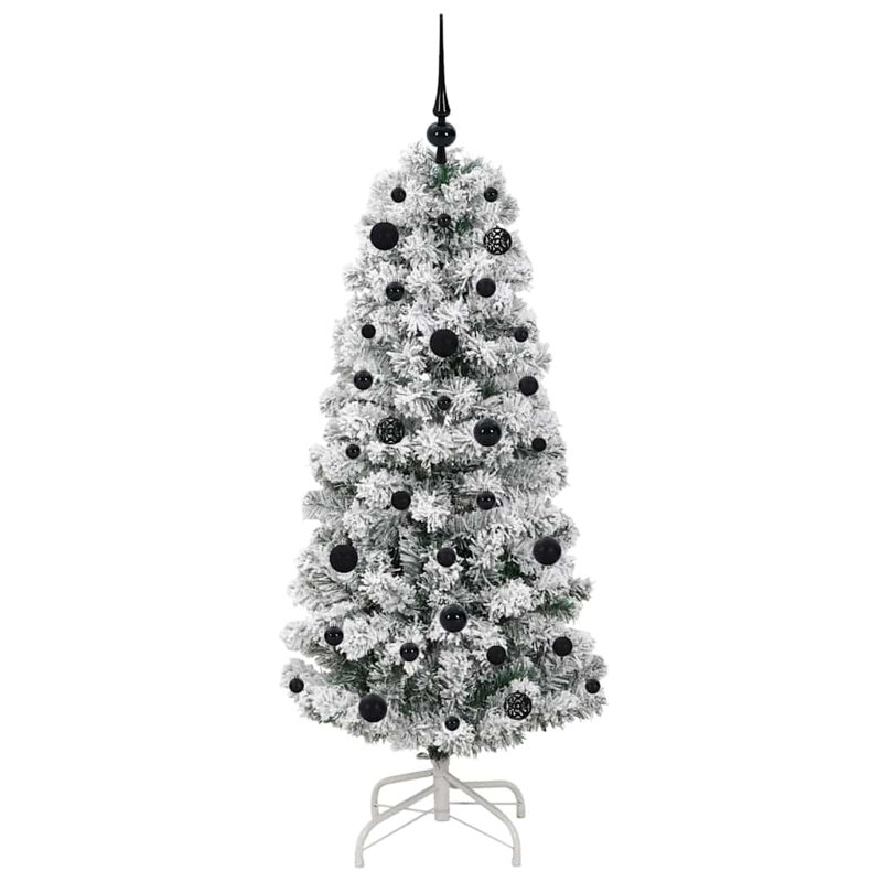 Artificial Hinged Christmas Tree Green and white, 4.92 ft