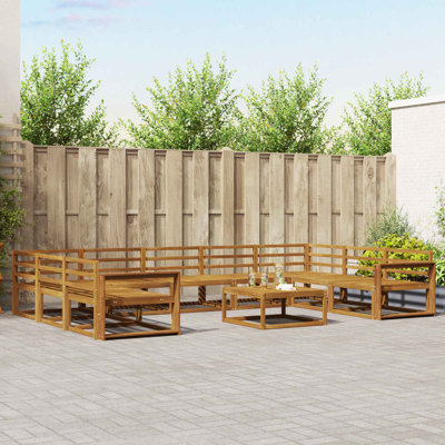  Outdoor Sofa Set 10 Pcs Natural Solid Acacia Wood