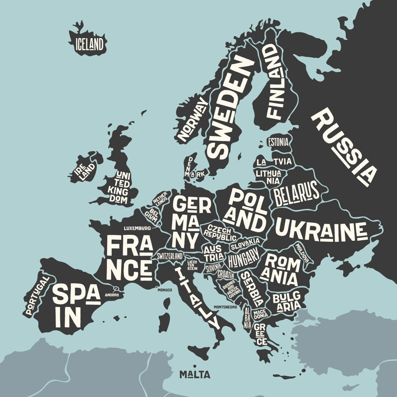Europe Map - Wrapped Canvas Print, 122cm H x 122cm W x 3.8cm D