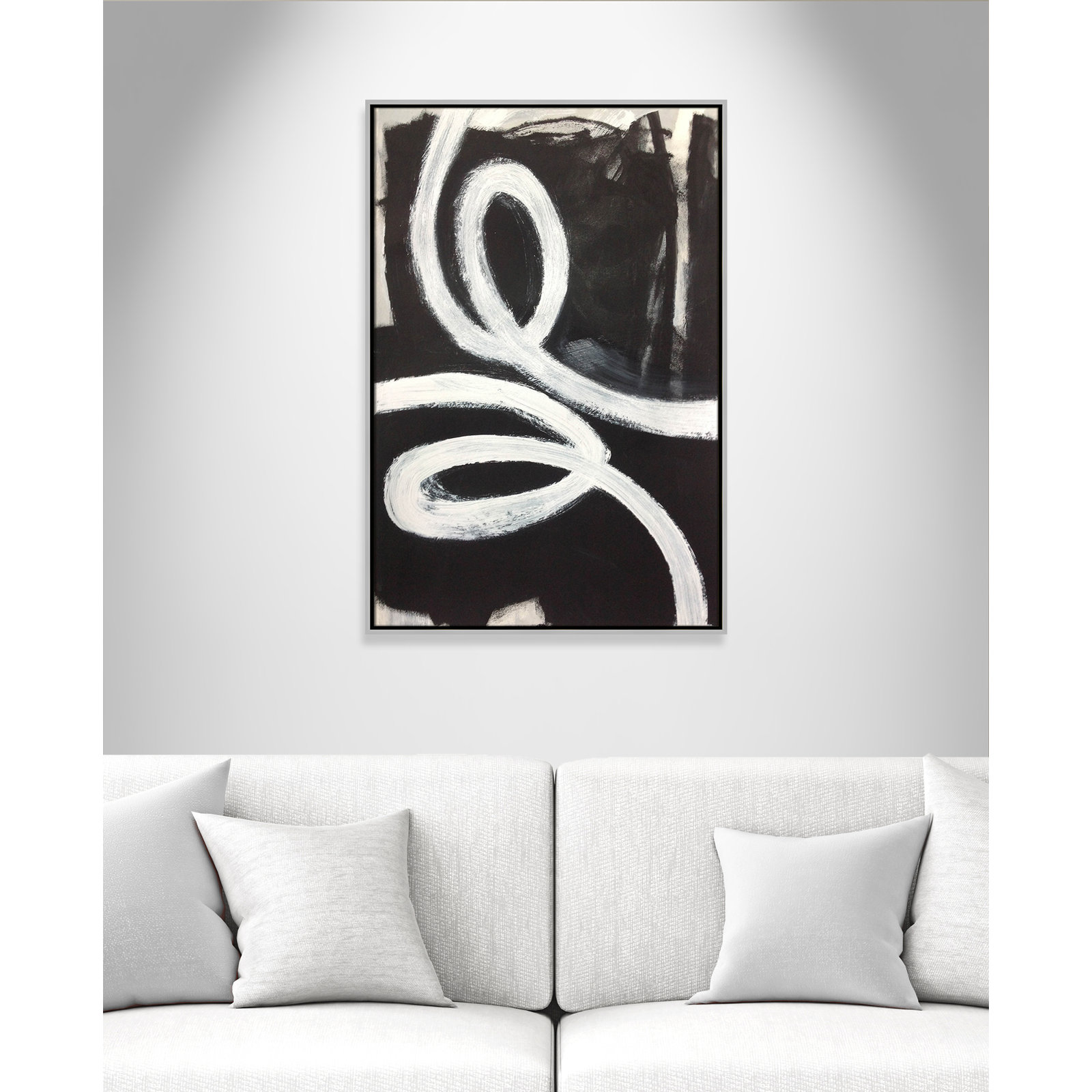 Bronte "Swirly Swirls I" Print, 37.5" H x 25.5" W x 2" D, Silver Floater Framed, No