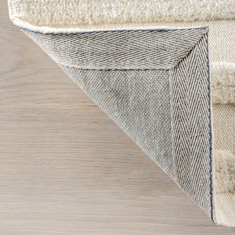 Handmade Ivory Wool Blend Tufted Rectangular Rug 8' x 10'