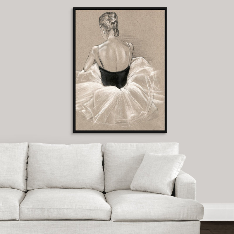 «Ballet Study II», peinture sur toile, Cadre flottant noir, H 41,7 po x l 31,7 po x P 1,75 po