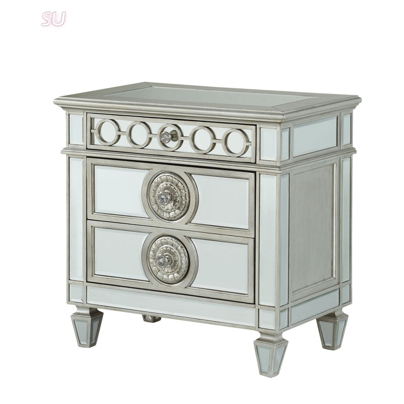 Table de chevet Glam Luxury, Argent argent