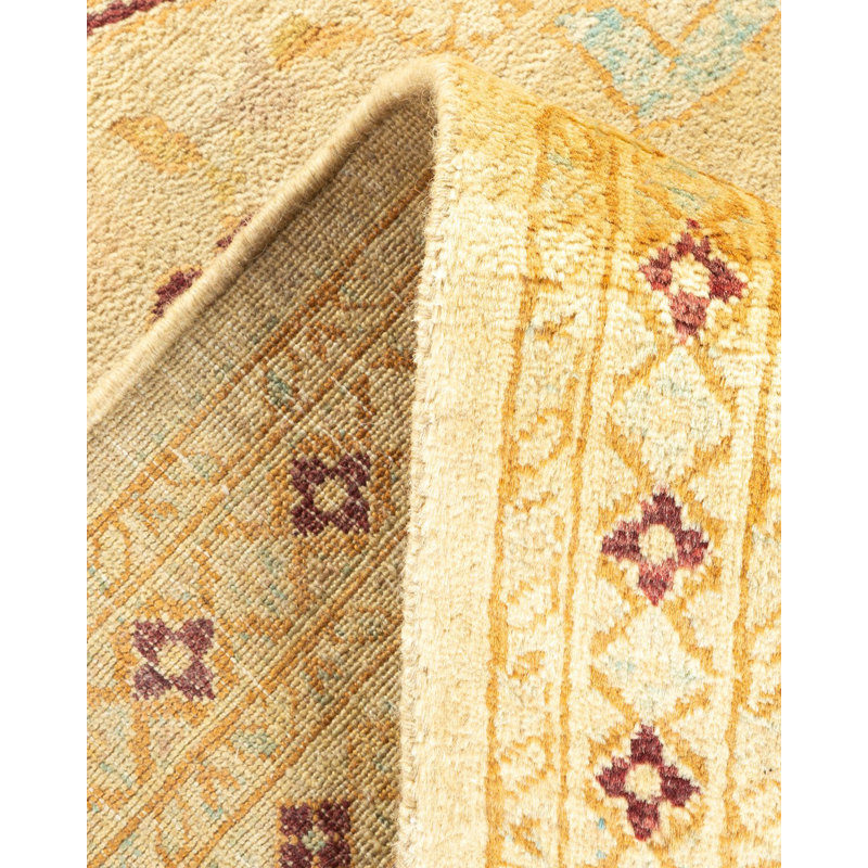 Tapis unique noué à la main Galati Mogul - doré, 8 pi x 10 pi 4 po