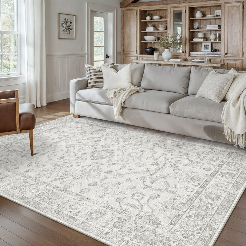 Lume Classic Persian Inspired Area Rug in Light Gray, Light Gray, Rectangle 8' x 10'