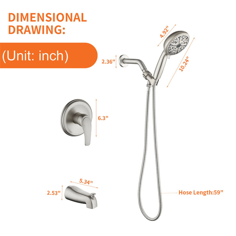 All-In-One Kit with Rough in-Valve, Brushed Nickel