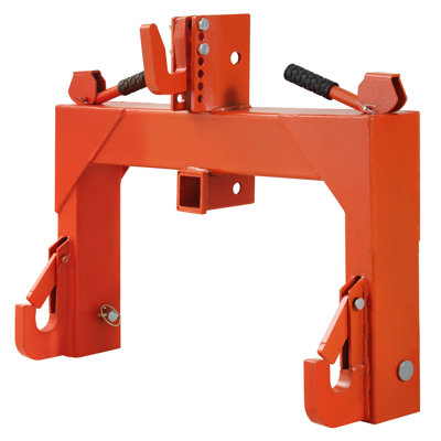 Adaptateur d'attache rapide 3 points 3000lbs pour les tracteurs des catégories 1 et 2 - Système d'attache rapide - 2 Récepteurs - Boulon réglable à 5 niveaux - Largeur du bras inférieur de 27,5 po, ajustement de 14,5 po à 17,5 po - Orange