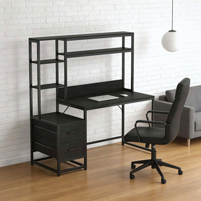 Multifunctional Computer Desk with Drawers and Hutch