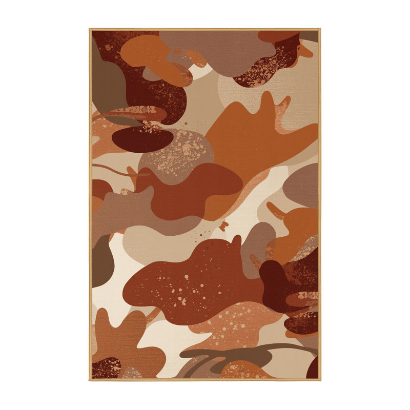 Tapis à motifs abstraits et décontractés lavables à la machine en brun - reliure brun clair, 2 x 5