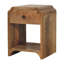 Mini table de chevet en chêne avec tiroir et tablette ouverte, beige et brun