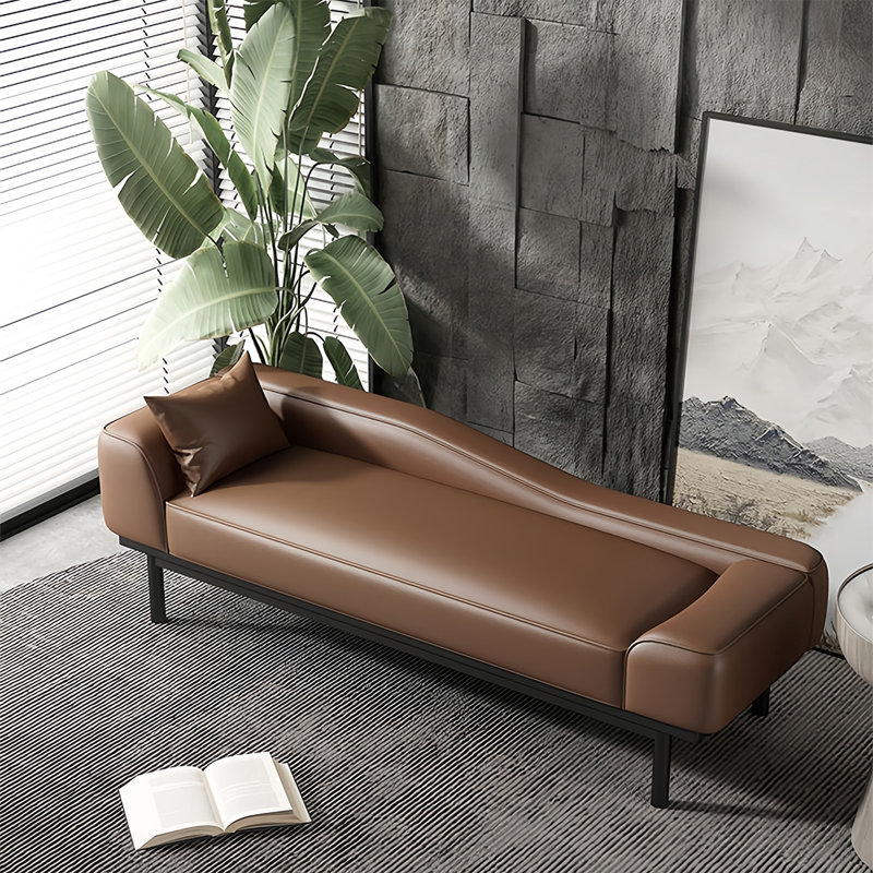 Leather Match Upholstered Bench, 21.65" H x 78.74" W x 21.65" D, Coffee