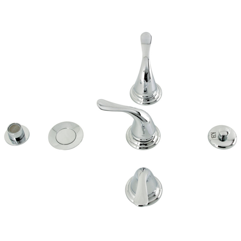 Kingston Brass Royale Three-Handle Vertical Spray Bidet Faucet with Brass Pop-Up, Polished Chrome