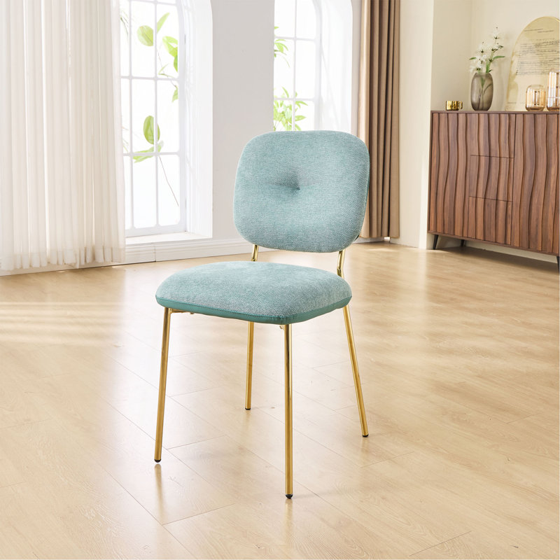 Ensemble de 2 chaises d'appoint modernes et rembourrées avec pieds en métal Modern, Green, Gold