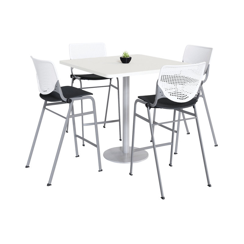 Ensemble de table de salle à manger et chaise Kool L 42 po, Cerisier, H 41 po x L 42 po x l 42 po, Blanc/Noir