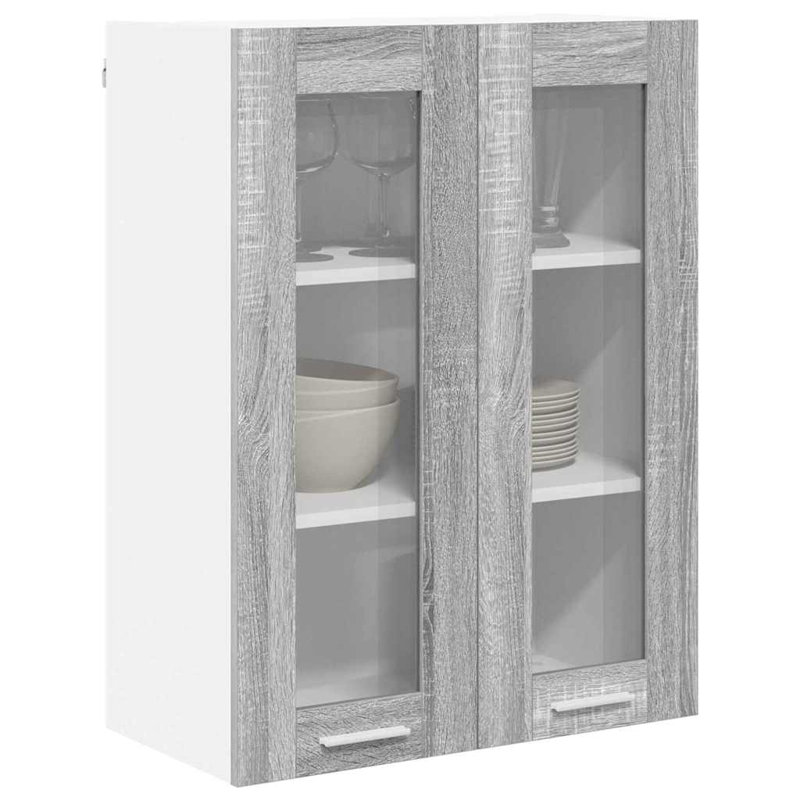 Vidaxl Hanging Cabinet With Storage Riga Grey Sonoma 60 X 31 X 80 Cm, 80cm H x 60cm W x 31cm D, Grey Sonoma
