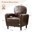 Fauteuil rembourré à dossier large avec pieds en bois massif et finition luxueuse en similicuir-769714143