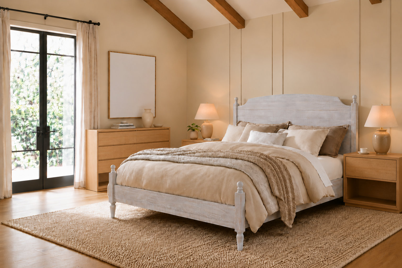 Schilling Four Poster Bed, Gray, Queen