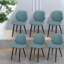 Ensemble de 6 chaises de salle à manger luxueuses vertes, structure en cuir et métal