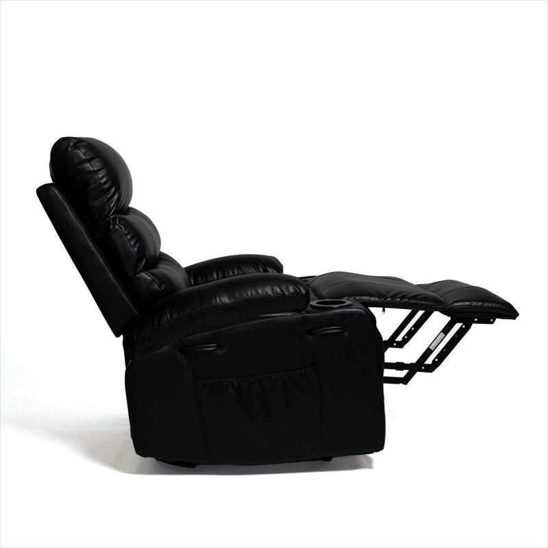 Fauteuil inclinable électrique à finition brune avec siège de 21 pouces de largeur et massage en huit points pour le salon