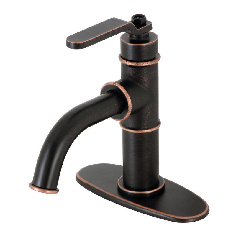 Kingston Brass Whitaker Single-Handle 1-Hole Deck Mount Bathroom Faucet with Push Pop-Up and Deck Plate