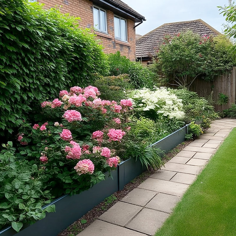 METAL BORDERS 20CM 101cm H x 20cm W Metal Lawn Edging, Grey