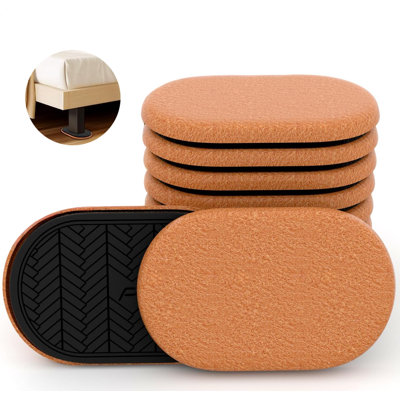 Furniture Sliders for Hardwood Floors, 9.5" Oval Reusable Felt Sliders, 8-Pack Heavy-Duty Floor Protectors for Easy Furniture Moving