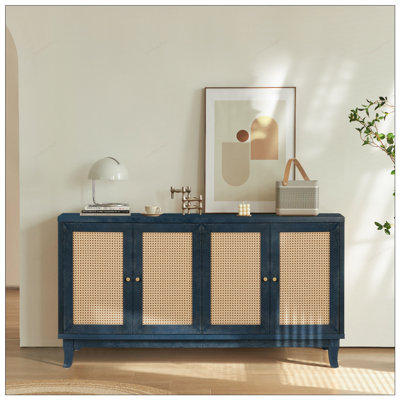 Armoire de rangement exquise en rotin avec plusieurs tablettes, parfaite pour organiser et rehausser tout espace de vie