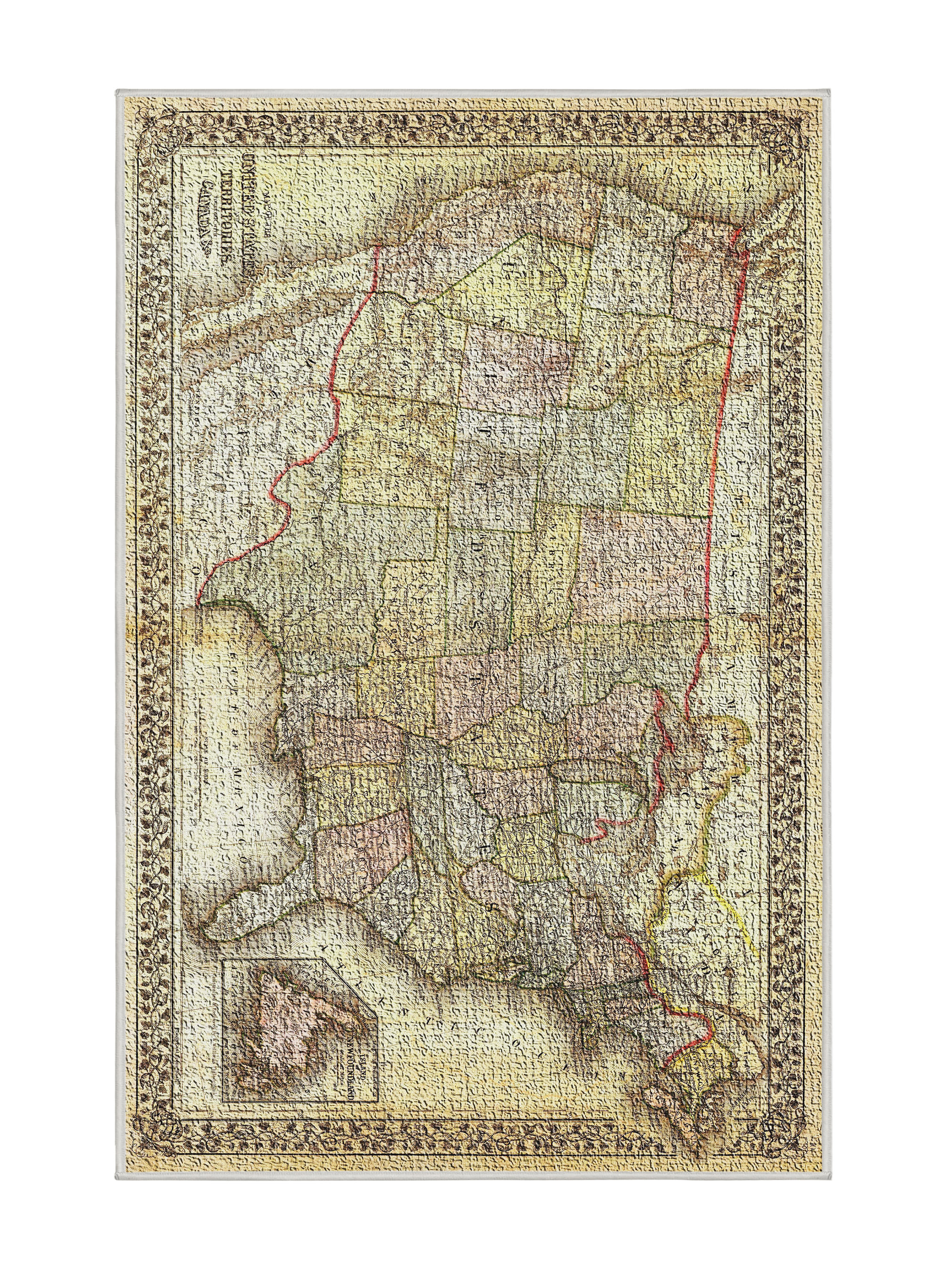 East Urban Home United State Map Brown Area Rug | Wayfair